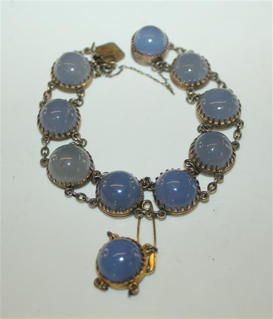 Moonstone and blue quartz bracelet(-)